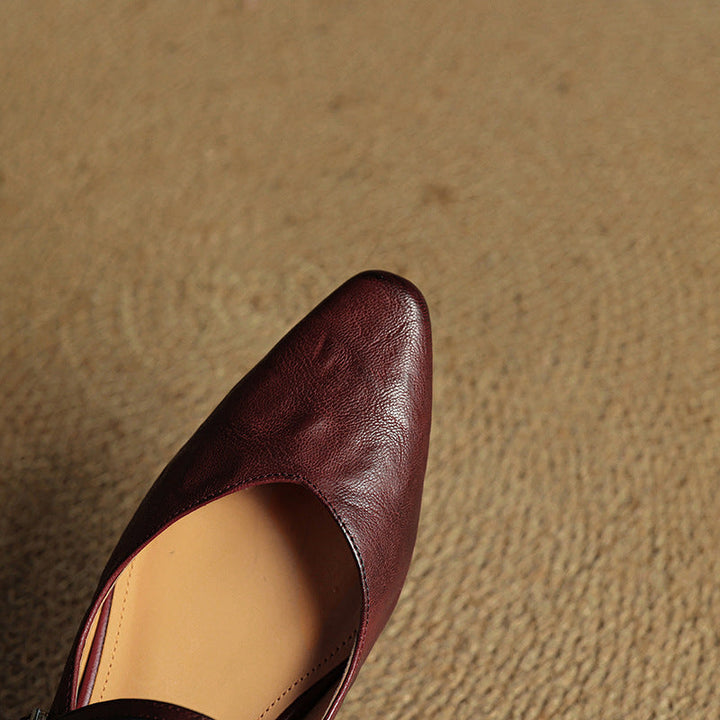 Mules de cuero genuino Thea
