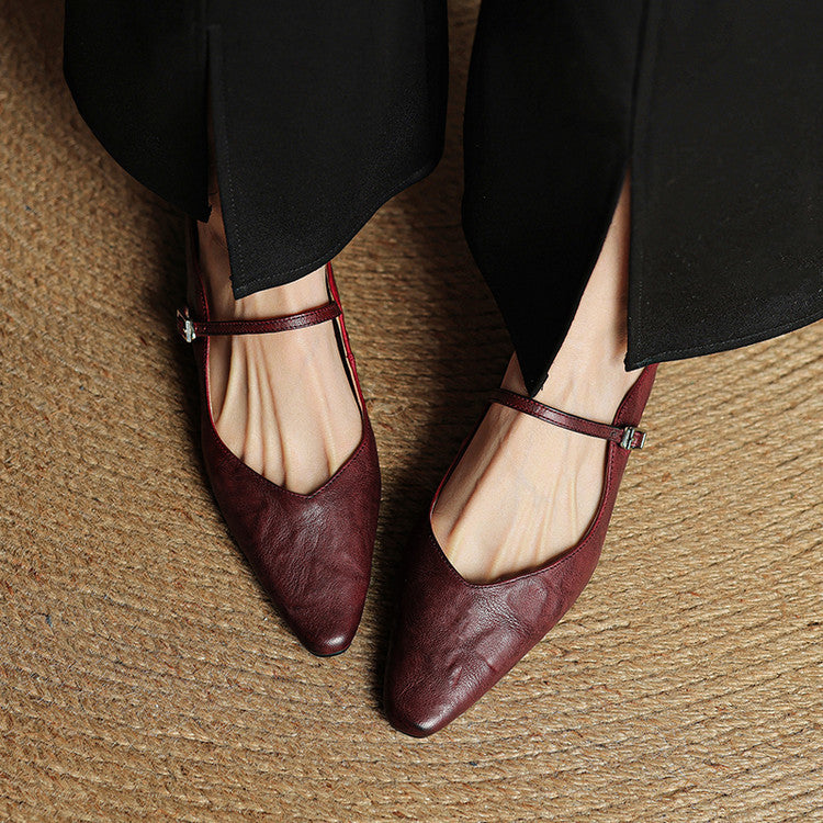 Mules de cuero genuino Thea