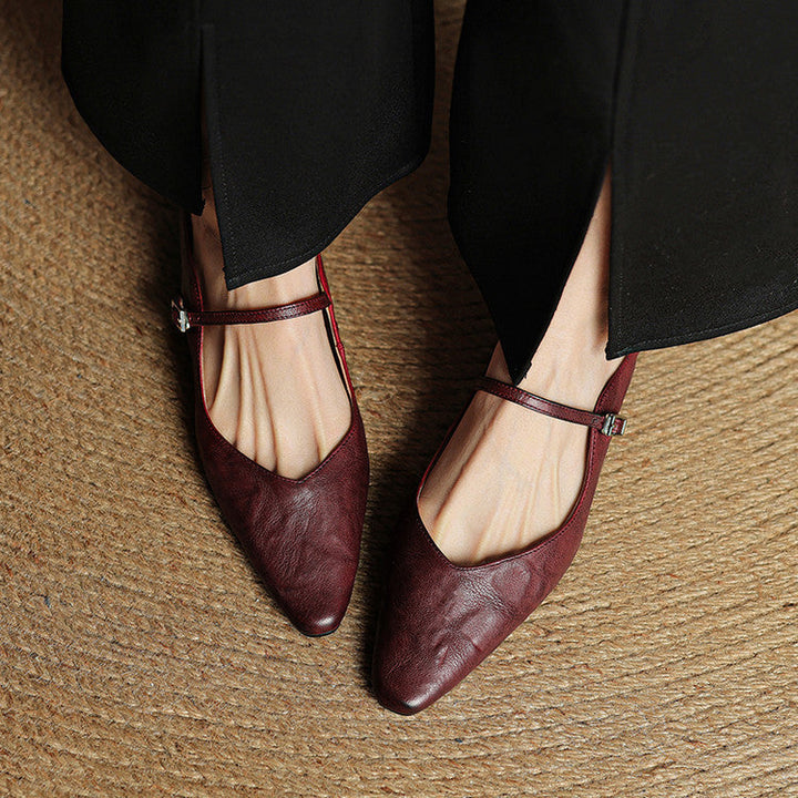 Mules de cuero genuino Thea