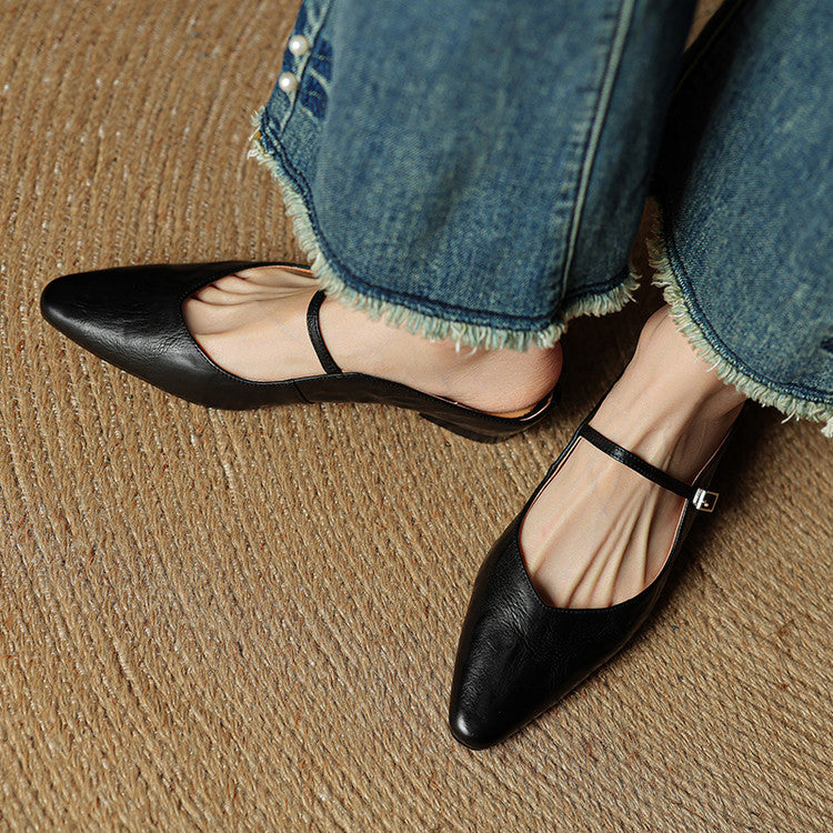 Mules de cuero genuino Thea