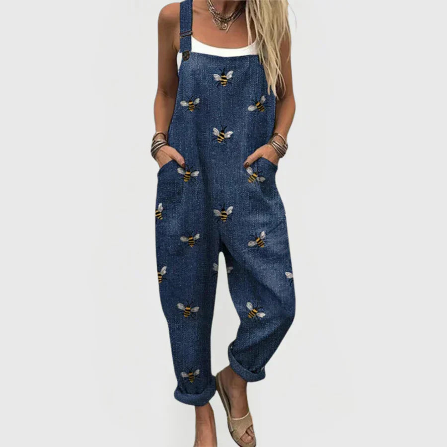 Women's Printed Overalls - Bohemian Wide Leg Jumpsuit