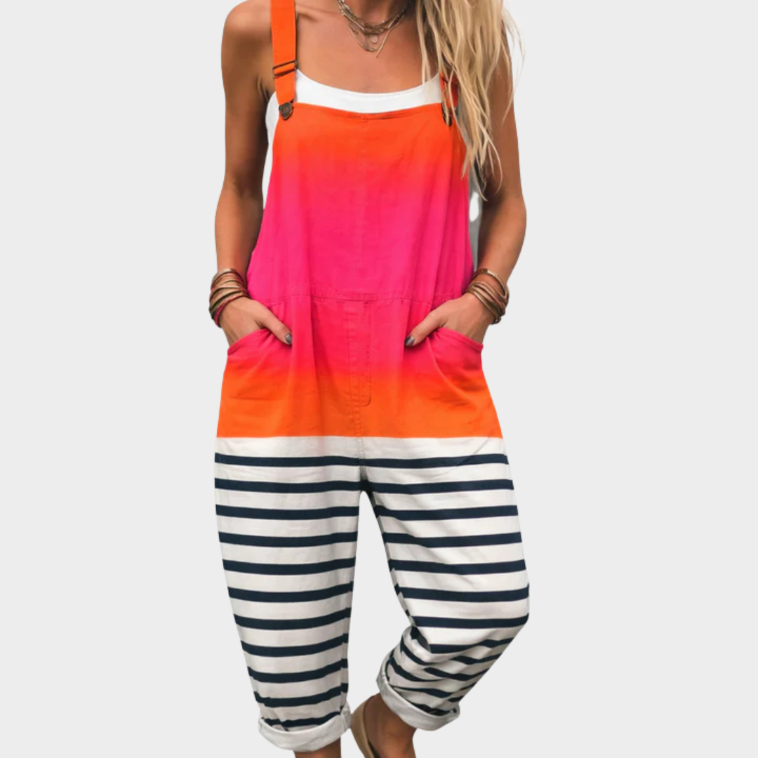 Women's Printed Overalls - Relaxed Fit Casual Jumpsuit