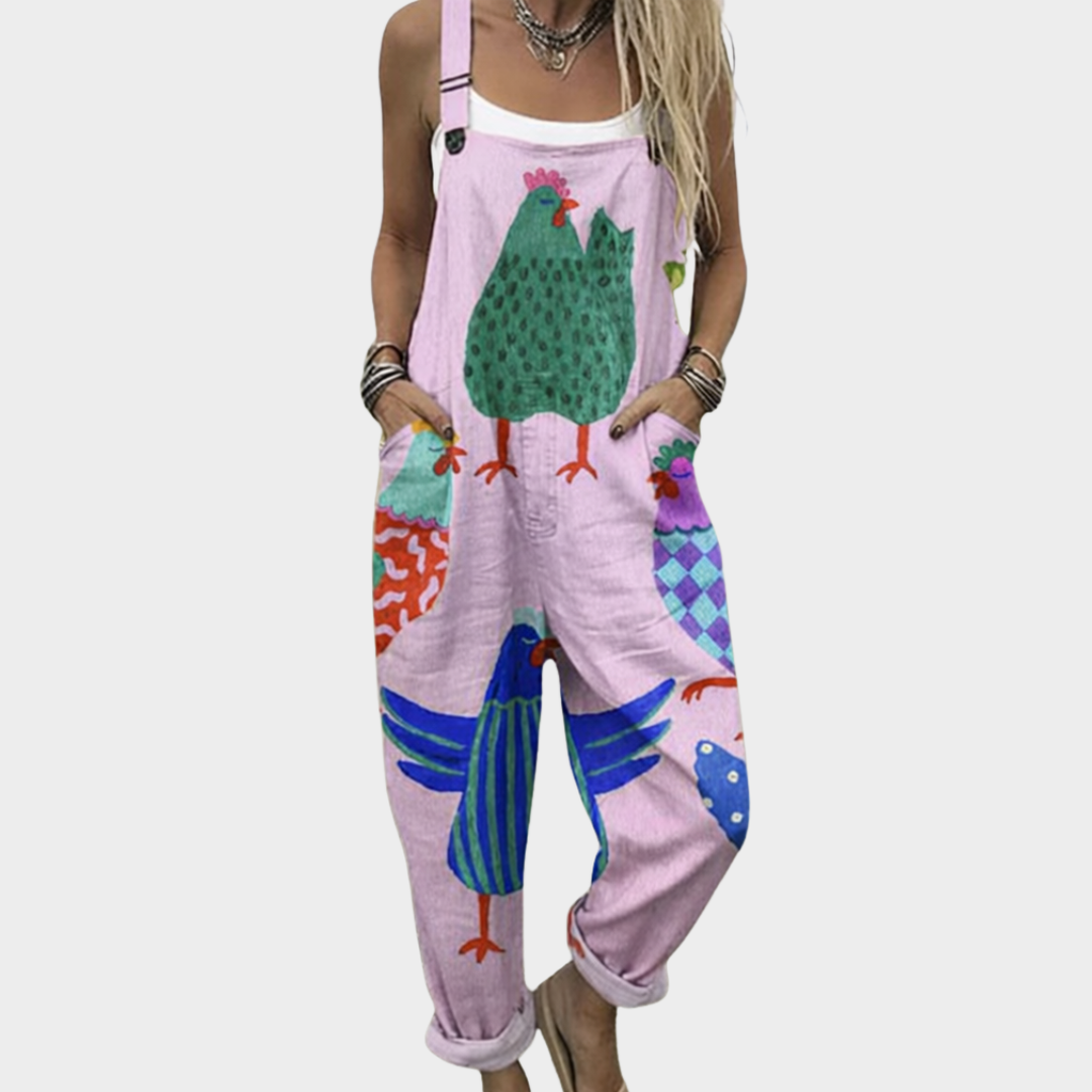 Printed Jumpsuit for Women - Comfortable Bohemian Wide Leg Overall