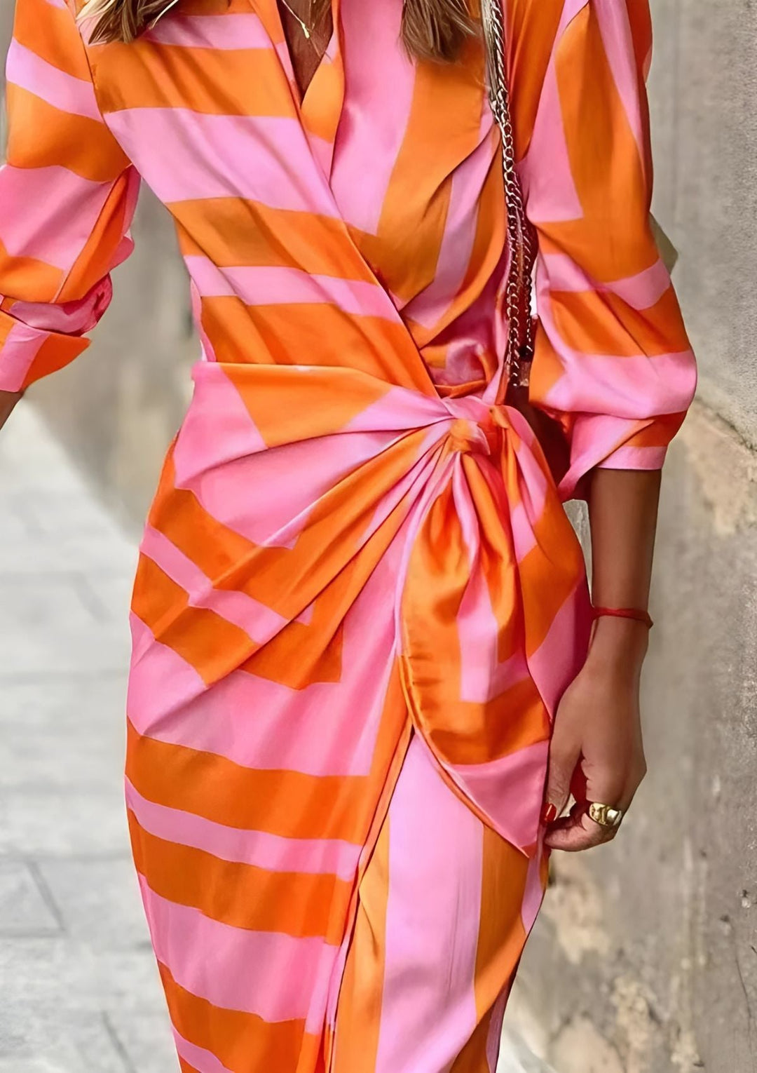 Olivia – Vestido camisero estampado con cinturón ceñido a la cintura