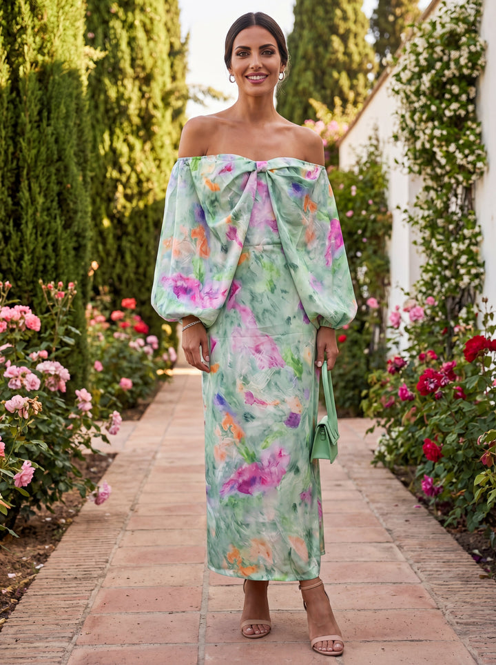 Lindaraja | Schulterfreies Kleid mit Blumenmuster