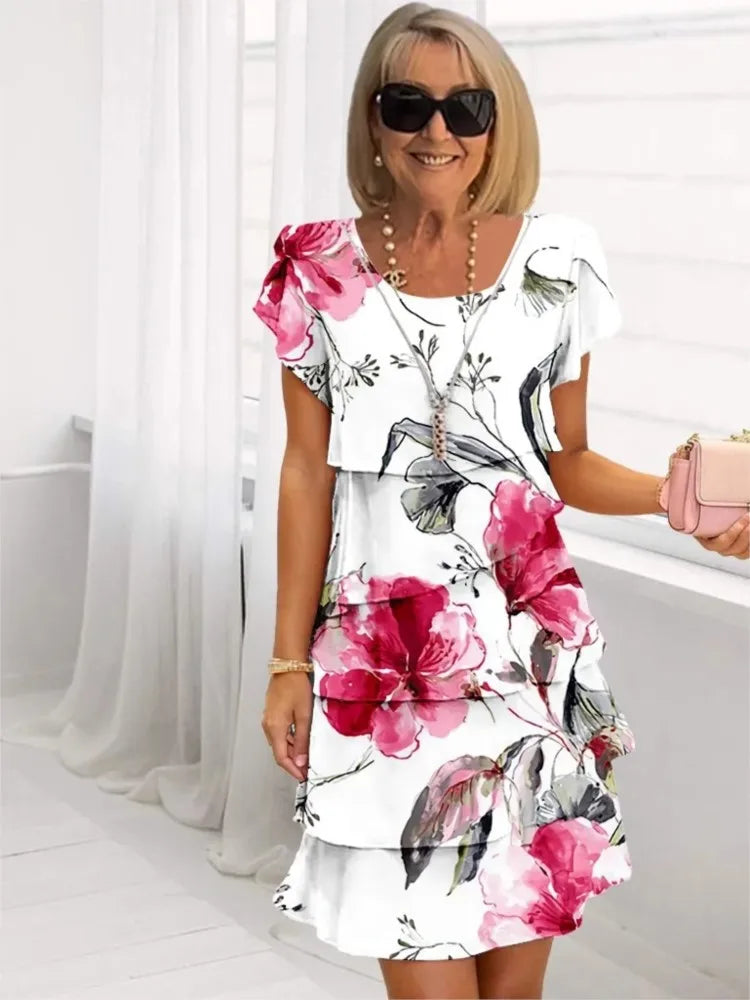 Cynthia • Elegant Comfort Ruffle Dress