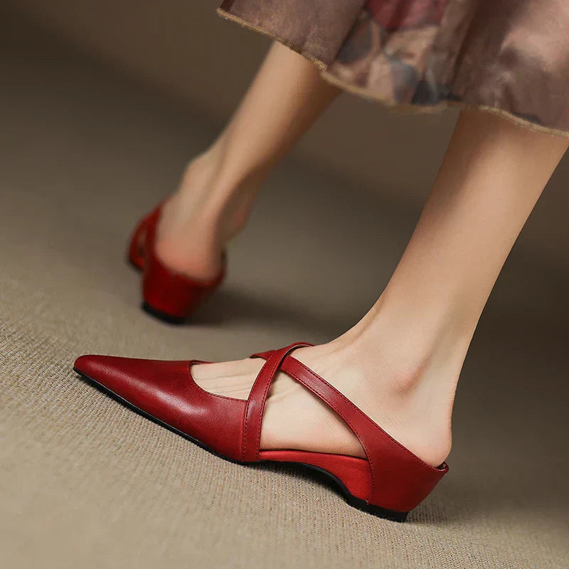 Mules de cuero genuino Helene
