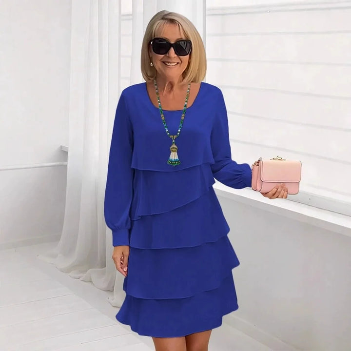 Margaret • Elegant Comfort Ruffle Dress Long Sleeve