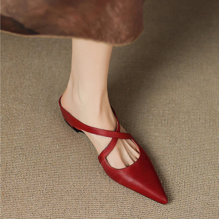 Mules de cuero genuino Helene