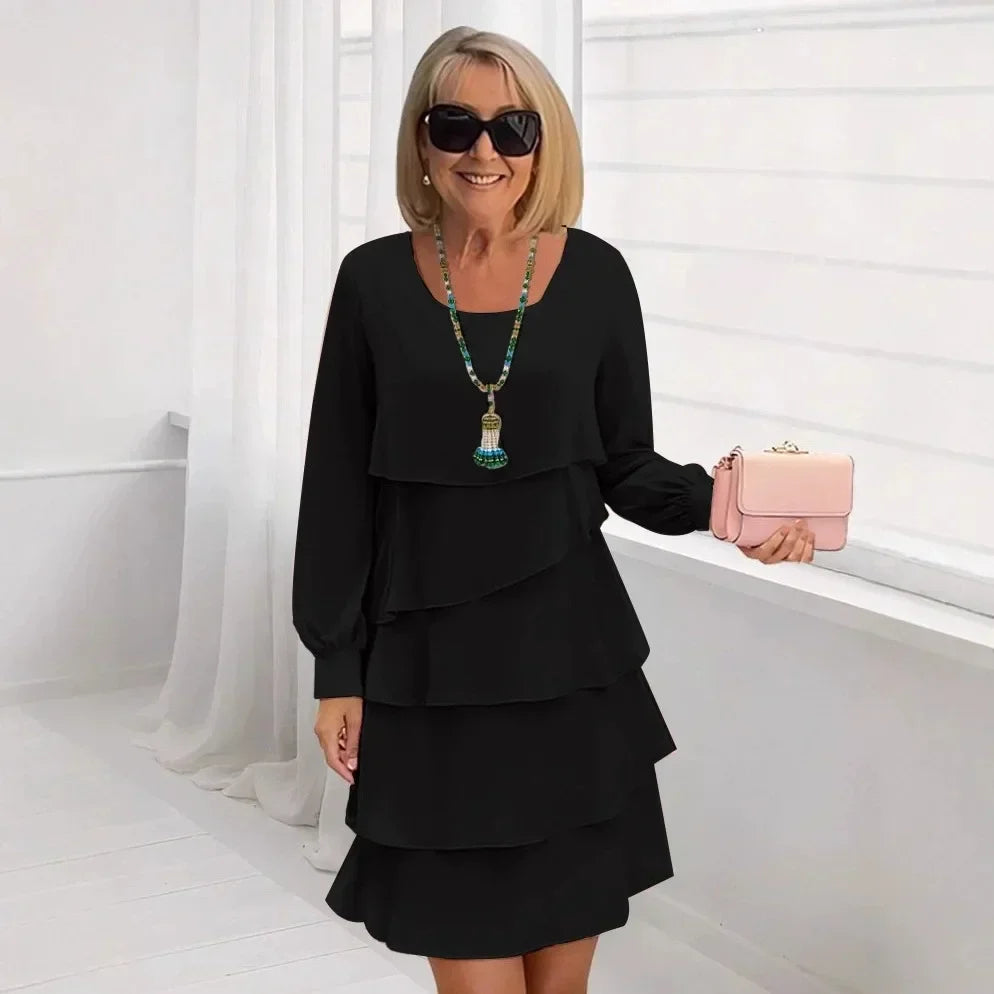 Margaret • Elegant Comfort Ruffle Dress Long Sleeve