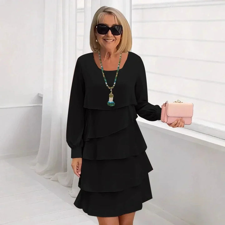 Margaret • Elegant Comfort Ruffle Dress Long Sleeve