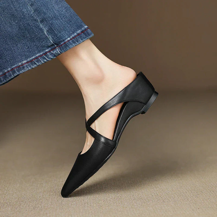 Mules de cuero genuino Helene