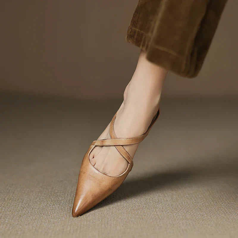 Mules de cuero genuino Helene
