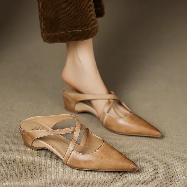 Mules de cuero genuino Helene