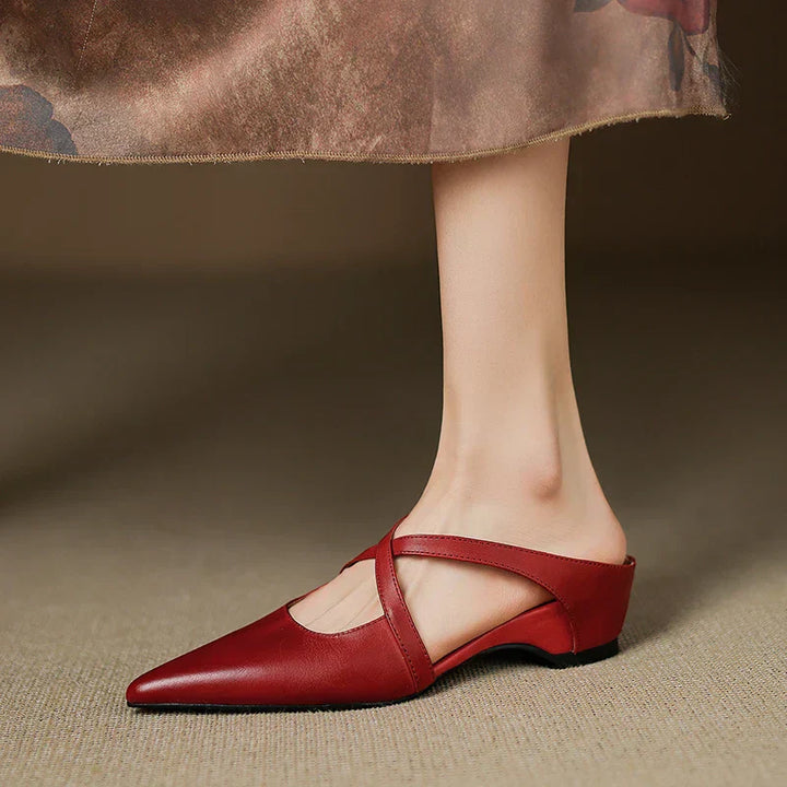 Mules de cuero genuino Helene