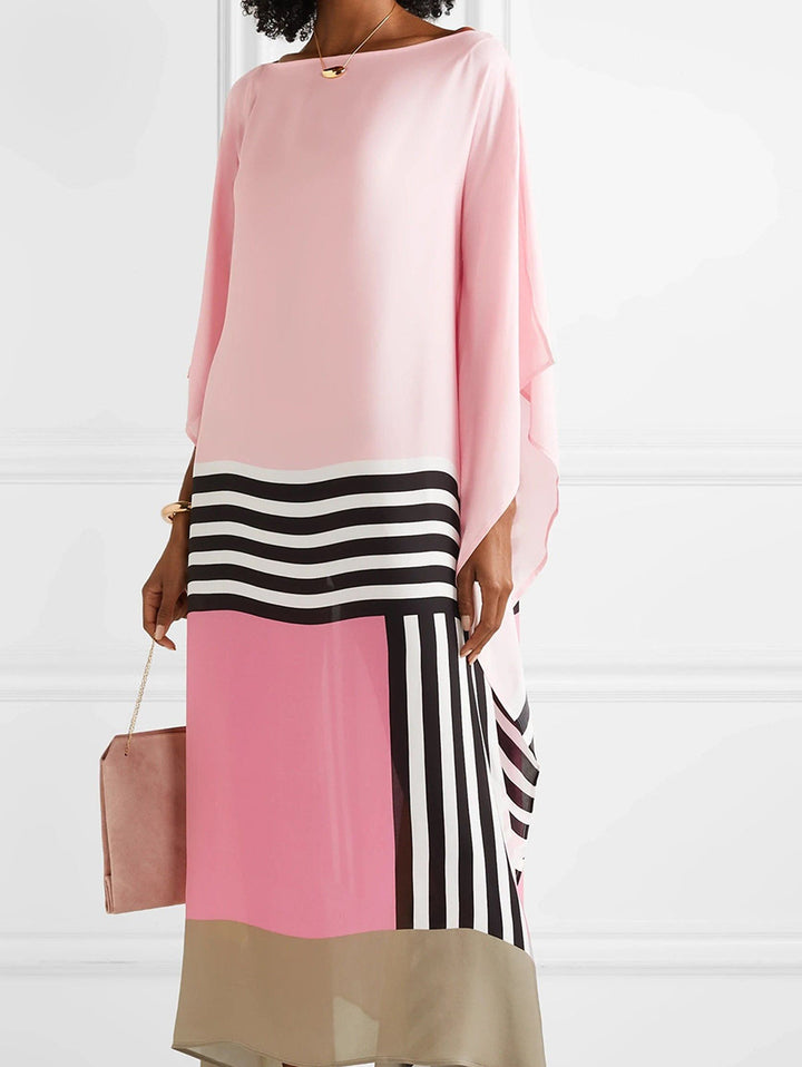 Aria | Vestido Caftán para Mujer con Estampado Geométrico y Mangas Murciélago, Vestido Largo