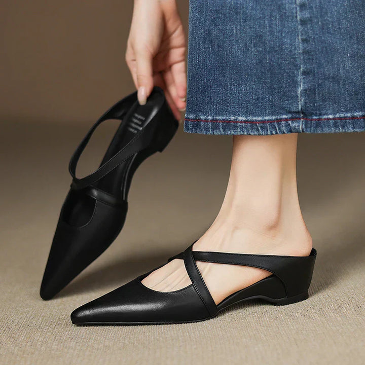 Mules de cuero genuino Helene