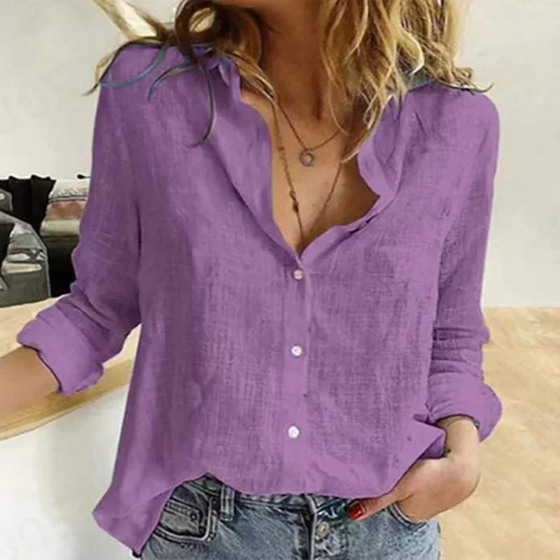 Avery | Dámská košile s knoflíky, dlouhý rukáv, halenka s potiskem ptáků