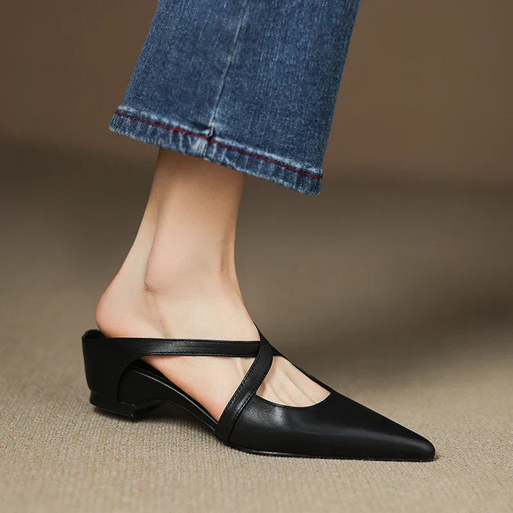 Mules de cuero genuino Helene