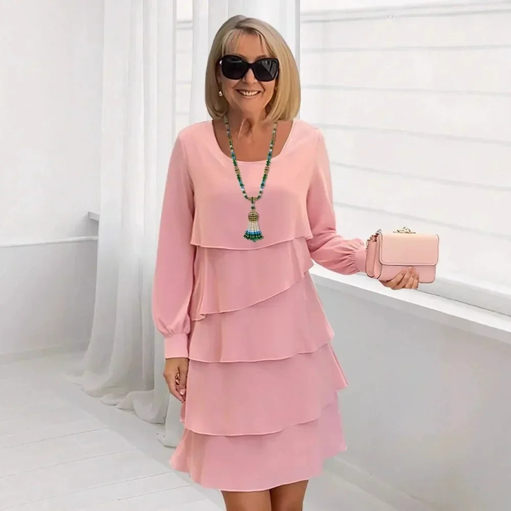 Margaret™ | Elegant Comfort Ruffle Dress Long Sleeve