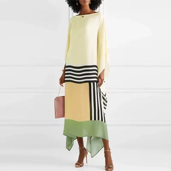 Aria | Vestido Caftán para Mujer con Estampado Geométrico y Mangas Murciélago, Vestido Largo