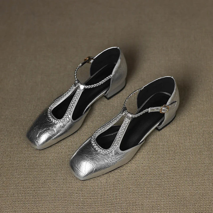 Estelle | Zapatos Planos Retro de Cuero