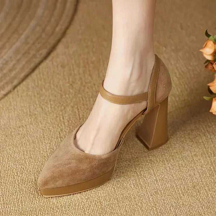 Aurore | Dámské lodičky na platformě s blokovým podpatkem a kotníkovým páskem vysoké podpatky