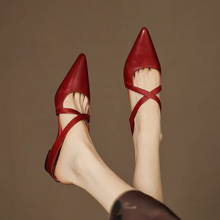 Mules de cuero genuino Helene