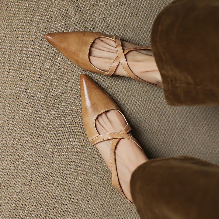 Mules de cuero genuino Helene