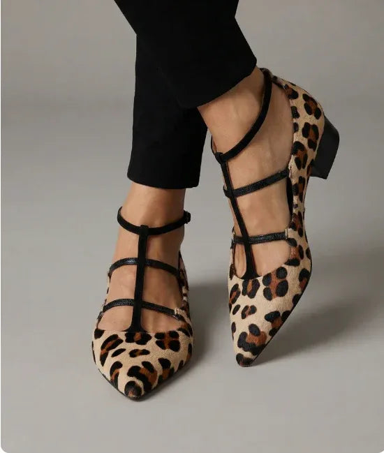Bridget | Tacones de ballet con correa de leopardo
