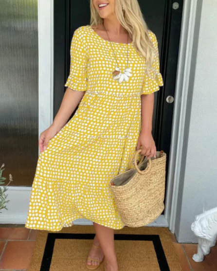 Zora | Vestido Midi de Manga Corta Sable
