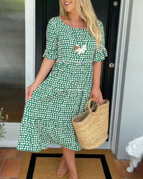 Zora | Vestido Midi de Manga Corta Sable