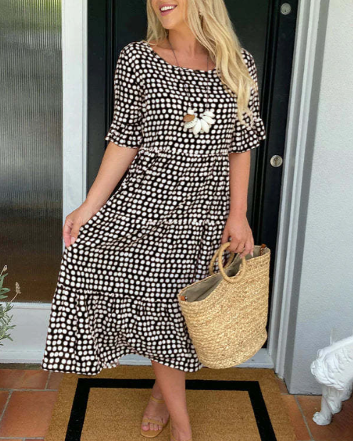 Zora | Vestido Midi de Manga Corta Sable