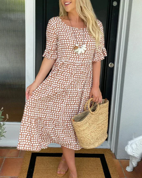 Zora | Vestido Midi de Manga Corta Sable
