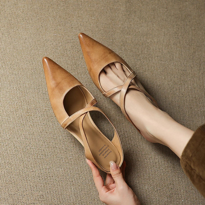 Mules de cuero genuino Helene