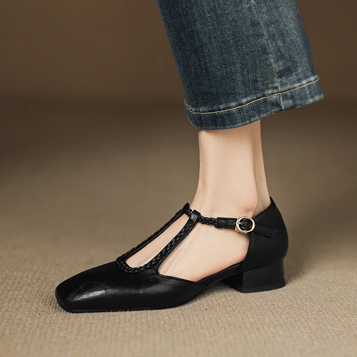 Estelle | Zapatos Planos Retro de Cuero