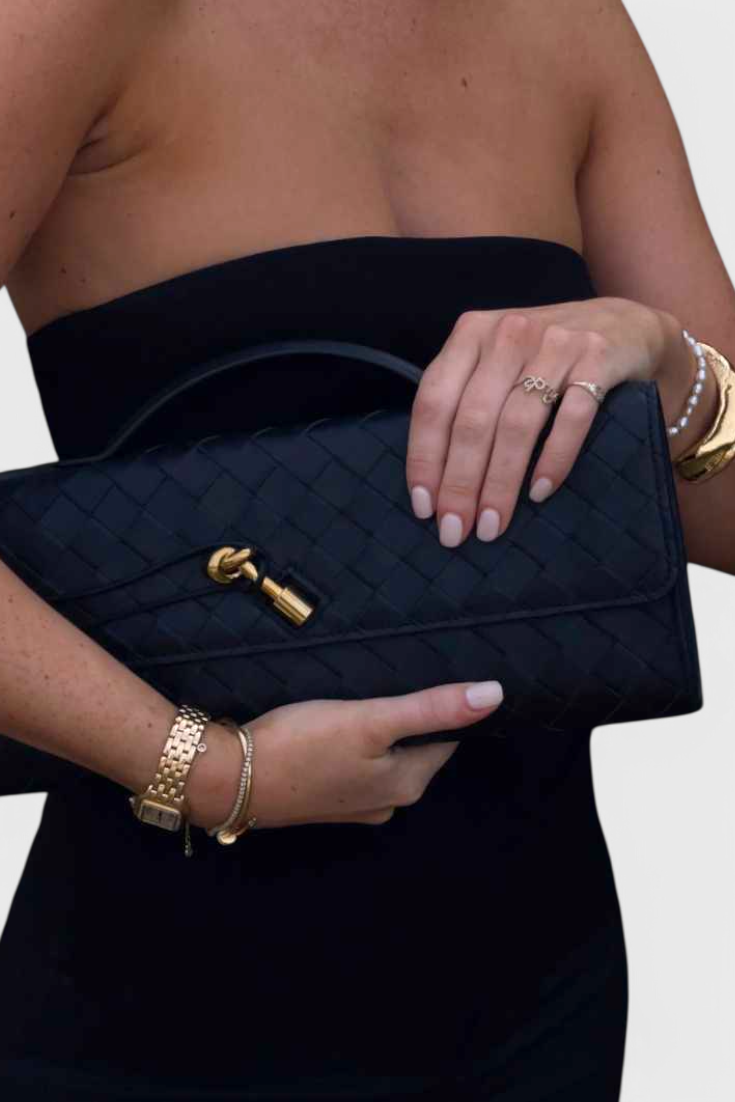 Sac pochette Mélanie avec détail nœud doré