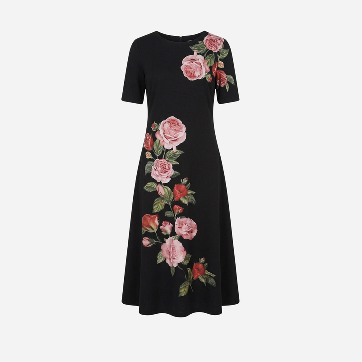 Rosella™ – Rose Print A-Line Dress