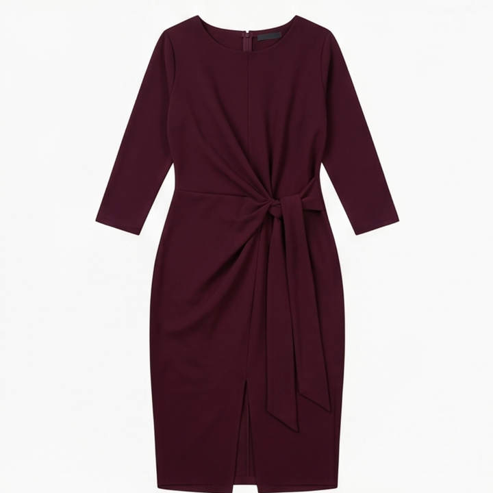 Vestido midi con lazo delantero y mangas 3/4 para mujer