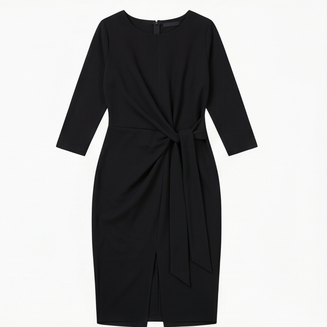 Vestido midi con lazo delantero y mangas 3/4 para mujer