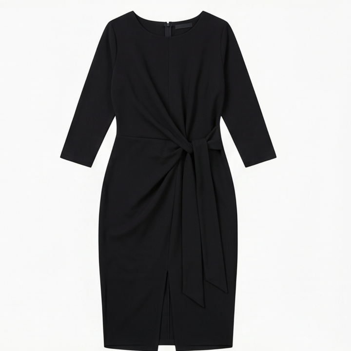 Vestido midi con lazo delantero y mangas 3/4 para mujer