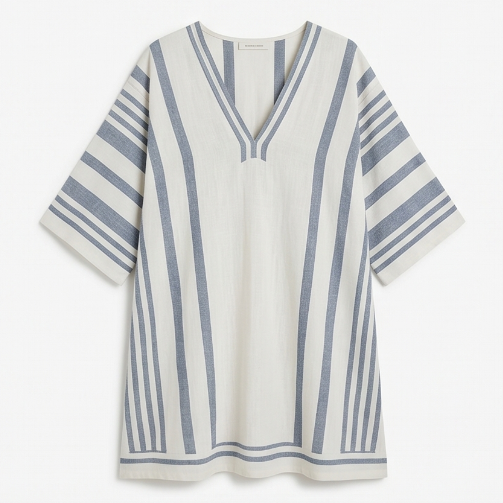 Vestido Mini Kaftán Bordado - Cubierta de Playa Cómoda