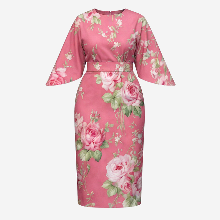 Midi Dress A-Line Vintage Tapestry Print Elegant Fit