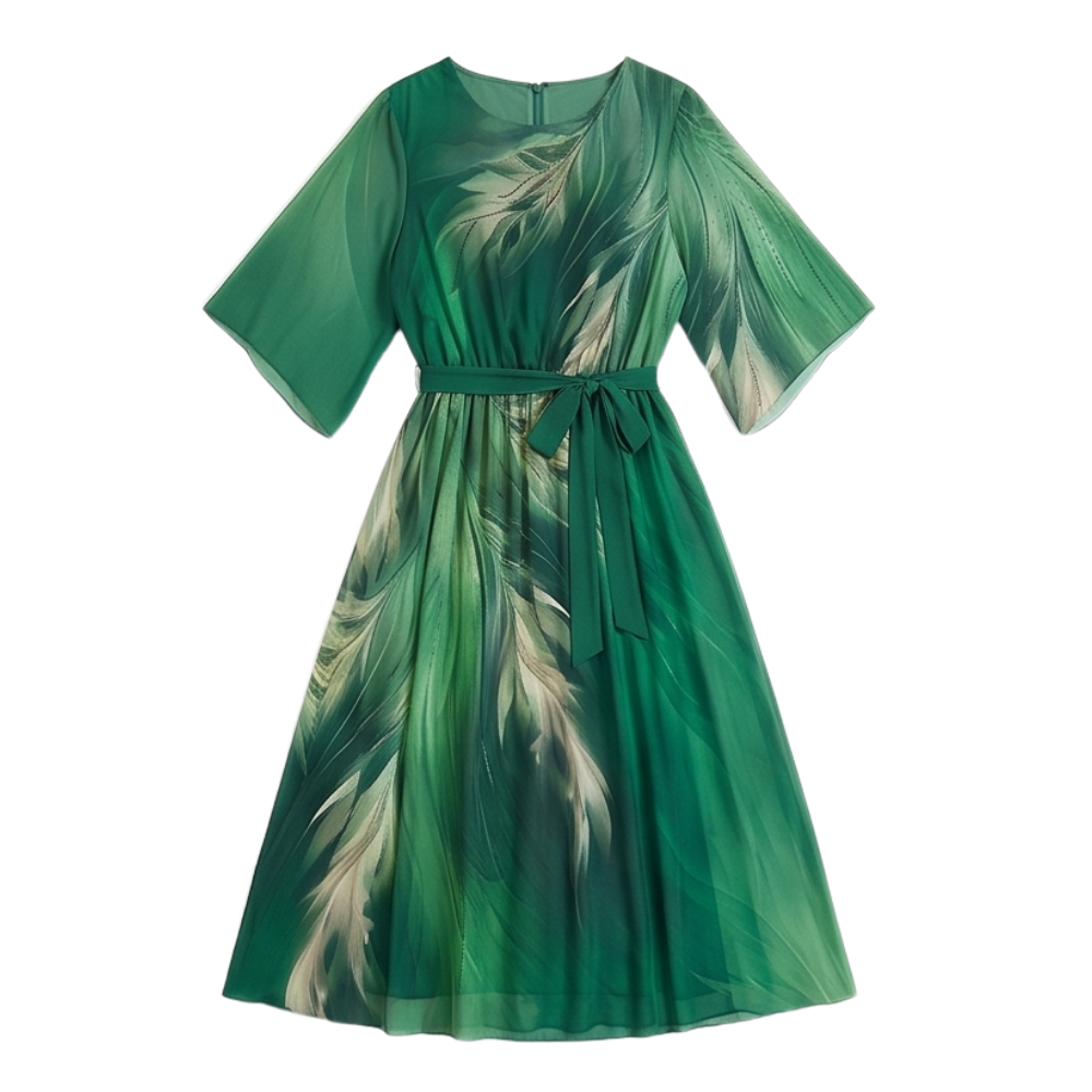 Vestido maxi de gasa con cinturón para invitada de boda