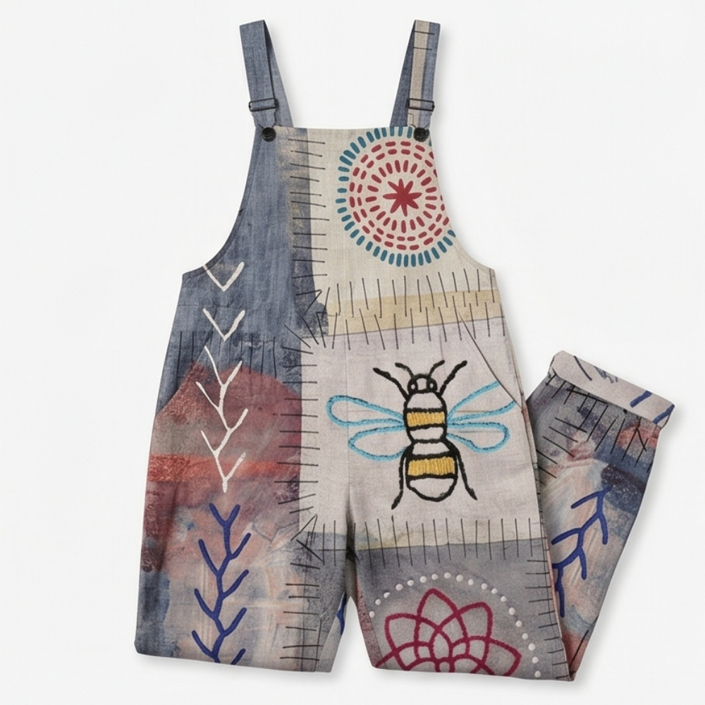 Mono bohemio de talla grande para mujer con estampado artesanal