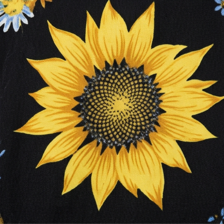Sunflower Midi Dress | Corset Waist Puff Sleeve Wedding Guest