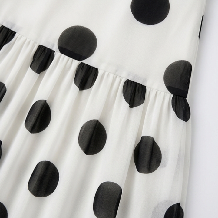 Strapless Polka Dot Midi Dress - Tiered Chiffon Summer Dress