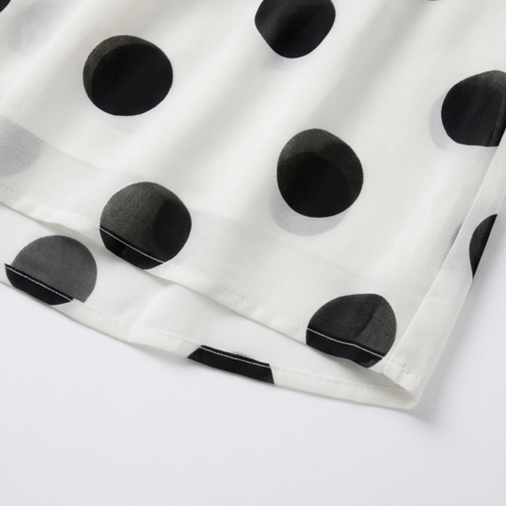 Strapless Polka Dot Midi Dress - Tiered Chiffon Summer Dress