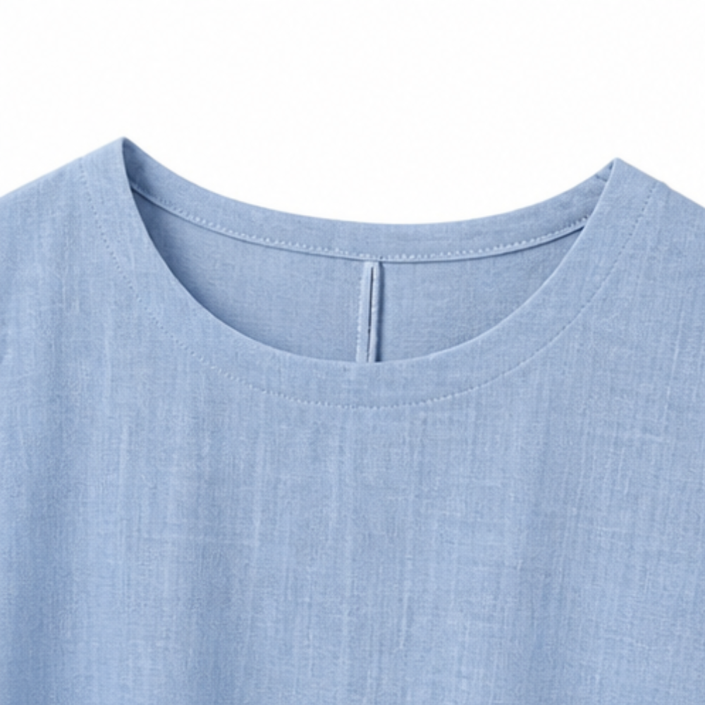 Cotton Linen Midi Dress - Comfortable Everyday Dress for Women