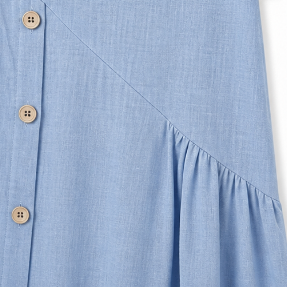 Cotton Linen Midi Dress - Comfortable Everyday Dress for Women
